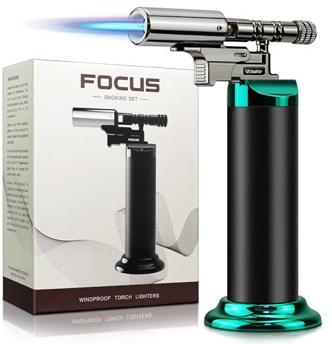 WANBRO Küchenbrenner, Flambierbrenner, leistungsstarke & winddicht Jetflamme, Butangas nachfüllbar Jet feuerzeug for Küche, Crème Brulée, Löten (Kein Butangas)