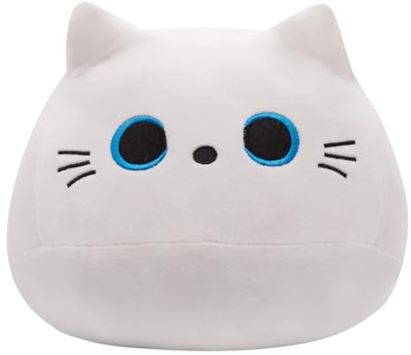 KUKUShining Carino Cuscino di Peluche Gatto, Bambola Morbida e Coccolosa, Kawaii Ideale per il Compleanno di Bambini Ragazzi Ragazze(White,30cm/11.8in)
