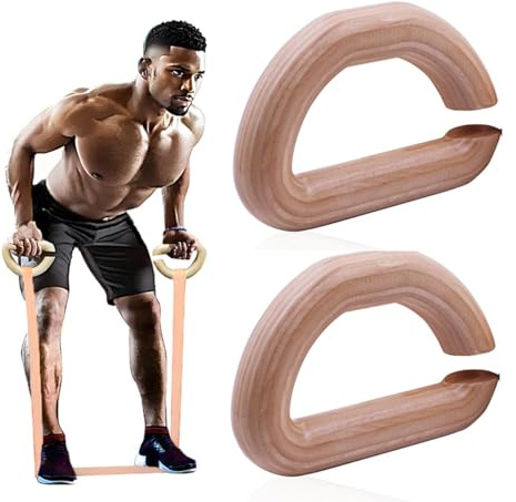 J Bryant Kraftiga motståndsband i trä, mångsidiga träningshandtag med halkfria grepp för hemmagym, pilates, styrketräning och helkroppsträning – 1 par