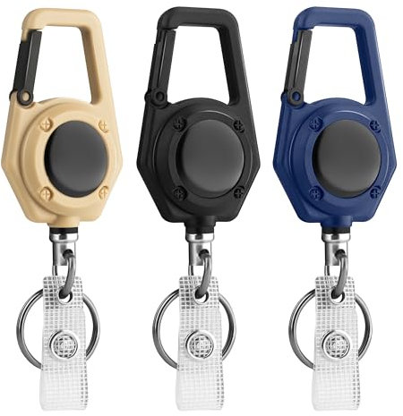 Llavero Extensible 3 Piezas Llavero Retráctil Cordón Resistente Extensible con Cable de Acero de 70cm Porta Insignias Extensible para Llaves y Tarjetero