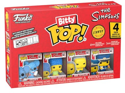Funko Bitty Pop! The Simpsons - Itchy - 4 Pack - 1/6 Odds for Rare Chase Variant and A Surprise Mystery Mini Figure - 0.9 Inch (2.2 Cm) Collectable - Stackable Display Shelf Included