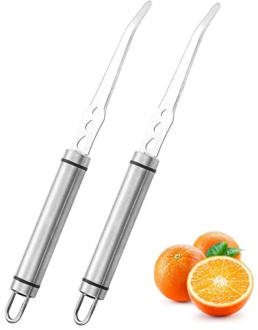 WUNZILO 2 pcs cucchiai di pompelmo, coltello da pompelmo, coltello curvo per pompelmo, in acciaio inox con taglio ondulato, pelapatate per frutta e cucina, utensili da intaglio curvi per agrumi