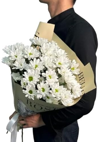 Ramo de Margaritas Blancas Frescas con 100 Flores de Crisantemo, Perfecto para Aniversarios