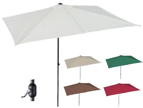 RTVGNSZSJL Parasol De Jardin Demi-Parasol 200cm 250cm Terrasse Rectangulaire Manivelle, Porche, Balcon, Terrasse (Beige,200x100cm/6.5x3ft)