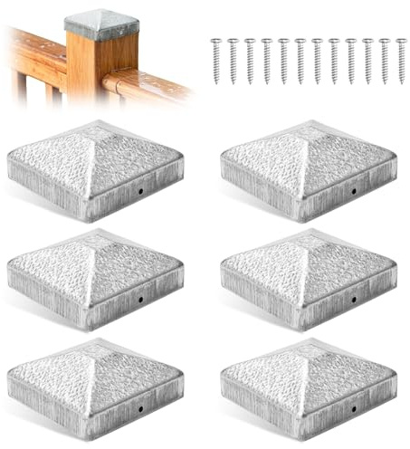 10 tapas para postes de 9 x 9 cm, cubiertas para postes de valla, tapas inoxidables, galvanizadas de metal con tornillos para postes de madera, pilares de terraza, tapa protectora resistente a la