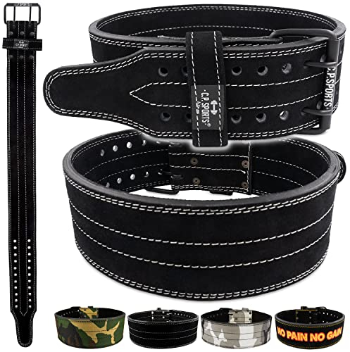 C.P. Sports Powerlifting - Gürtel, Trainingsgürtel, Gewichthebergürtel, Fitnessgürtel, Bodybuilding, Gewichtheben (Schwarz, XL=98-124cm)
