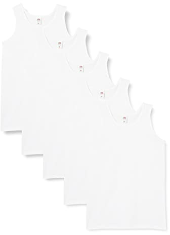 Fruit of the Loom Herren Regular Fit Unterhemd 5-Pack Athletic Mens, Weiß (White), Large