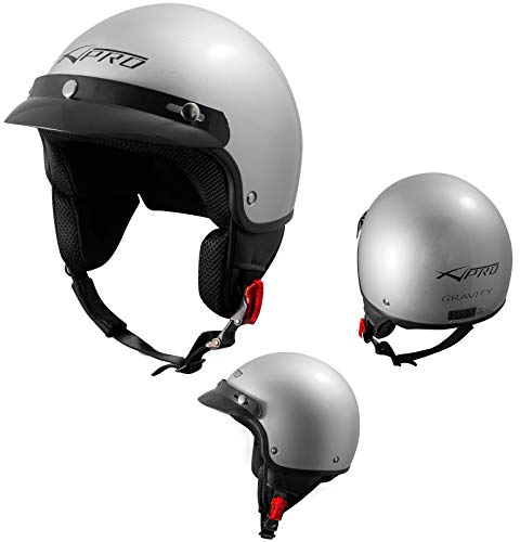 Motorradhelm Motorrad Roller Offenes Jet Helm Spitze ECE 22-06 SonicMoto Silber M