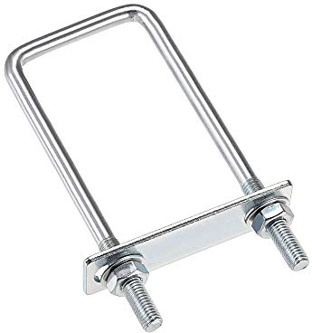 sourcing map 4 Stück M8 Vierkant U-Bolzen Quadratische Bügelbolzen Bügelschrauben 50x130mm mit Mutternrahmen und Befestigungselementen, Kohlenstoffstahl