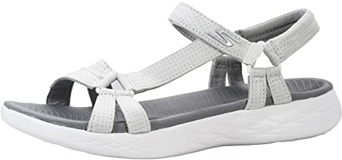 Skechers Women's On The Go 600 Brilliancy Thong Sandal White/Grey 8 Wide
