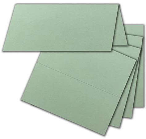 FarbenFroh by GUSTAV NEUSER 100 x bordskort i eukalyptus (grön) – 4,5 x 10 cm – blank – dubbelkort – som platskort och namnkort för bröllop och fester