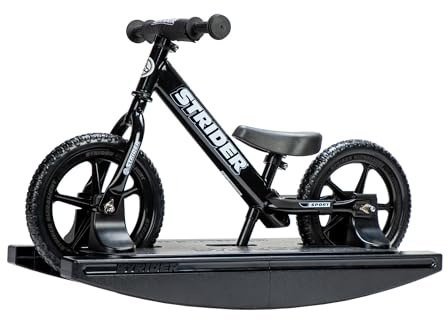 Strider Sport 2-in-1 Rocking Bike Black - Helps Teach Baby How to Ride a Balance Bicycle - for Kids 6 Months to 4 Years - Easy Assembly & Adjustments