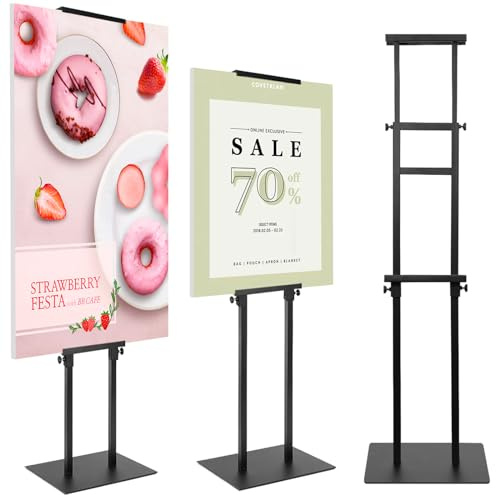 STANDNEE Poster Stand Heavy Duty Poster Board Stand, Double-Sided Poster Sign Stand Up to 83 inches, Adjustable Poster Holder for Outdoor Display, 1PACK, Black