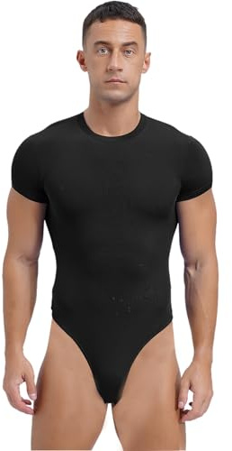 Hedmy Herren Overall Kurzarm Shirt Body Männer Einteiler Overall Offnen Schritt Stringbody High Cut Jumpsuit Gym Workout Outfts