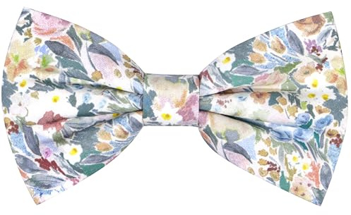 MACBANA Mens Cotton Floral Pre-tied Bowtie Flower Pattern Bow Tie for Wedding Groomsmen Party Green White Multicolor