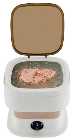 Mini Waschmaschine Faltbar Tragbar, 10L Reise-Waschmaschine mit 3 Modi & Abtropfkorb, Kompakt für Unterwäsche & Babykleidung, 40W, leise, ideal für Reisen/Wohnheim (Khaki)