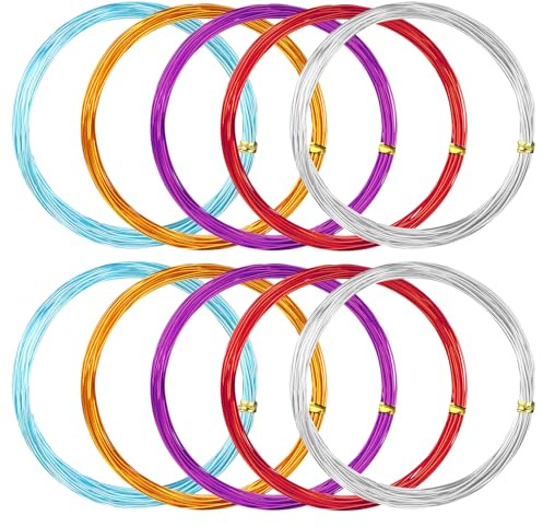 50 m Fil Aluminium Coloré, Multicolore Fil Métallique Flexible, Métallique Flexible pour la Création Artistique et Objets D’art