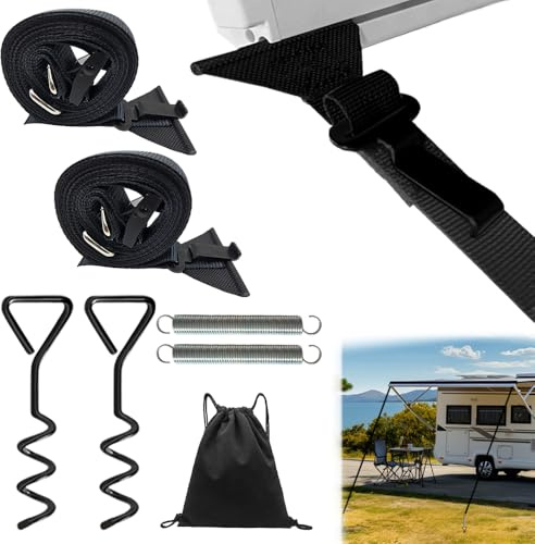 Anyingkai Banda para Toldo,Juego de toldos para Thule Omnistor para Equipamiento de Autocaravana Thule,toldo para Caravana,Kit de Correa con Correa para tormenta,Accesorios para autocarava (Negro)