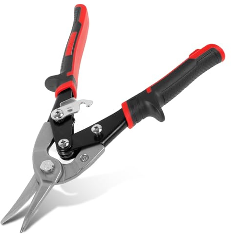 Forbici per metallo, 245/257 mm, dritte/sinistra/destra per lamiera, acciaio al cromo vanadio, taglio di lamiere Aviation Snips per lamiera, alluminio, rame e pelle (testa dritta)