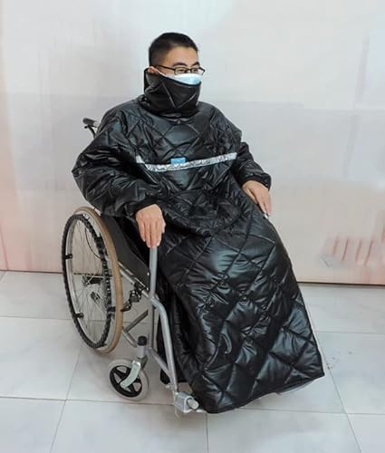 EUQKKWLOY Winter Wheelchair Blanket, Waterproof Windproof Full Body Warm Blanket, Wearable Wheelchair Cosy Cover with Sleeves Rain Cover for Wheelchair Users, Adult Size
