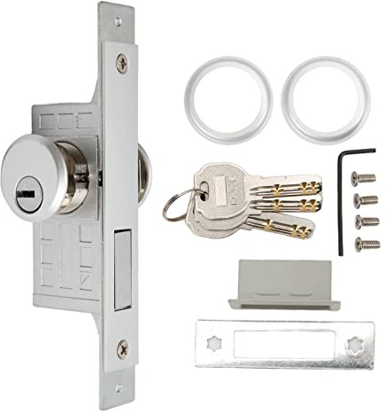 Cerradura de puerta central con marco de vidrio, cerradura de embutir para escaparate comercial con 3 llaves, fuertes pernos estéreo antirrobo para puertas de madera de aleación