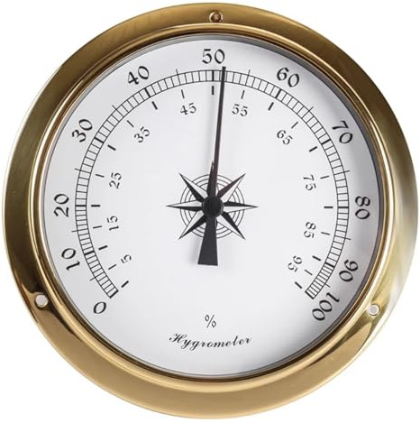 EstacióN MeteorolóGica AnalóGica Barómetro montado en la pared de 115 mm, termómetro, higrómetro, reloj marea, estación meteorológica cobre for interiores y exteriores(Humidity meter)