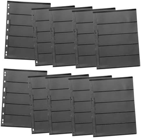 FOMIYES Loose-Leaf Stamp Holder Book 10Pcs with Black 9-Hole Double-Sided A5 Card Holders for Stamp and Postcard Collectors