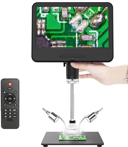 Microscopio Digital 10 Pulgadas, LCD, microscopio para Adultos, cámara USB, luz LED, portátil, Aumento 260X, electrónica y Soldadura