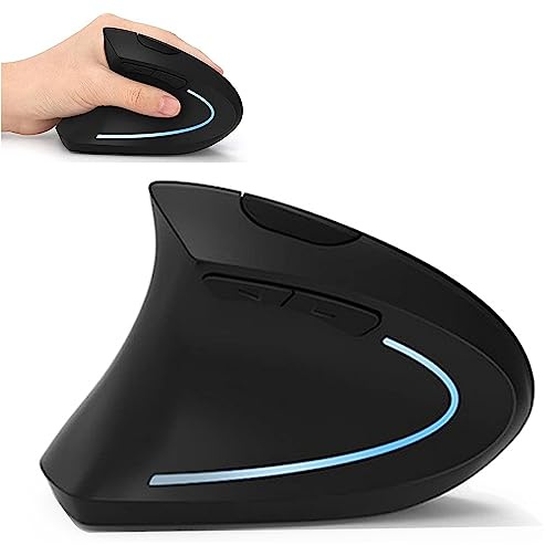 Lekvey Left Handed Mouse, Wireless 2.4G USB Lefty Left Hand Ergonomic Vertical Mouse, Less Noise - Black