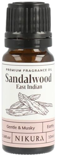 Nikura Sandalwood (East Indian) Fragrance Oil - 10ml | Perfect for Soap and Candle Making, Wax Melts, Diffuser for Home, Oil Burners | Great for use in Bath Bombs, Perfume Fragrance, Candle Scents