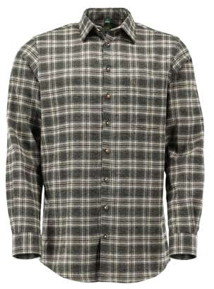 OS Trachten® camicia da combattimento in 100% cotone a maniche lunghe, camicia da caccia da uomo spessa con colletto a Kentelede.de, camicia da esterno (41/42)