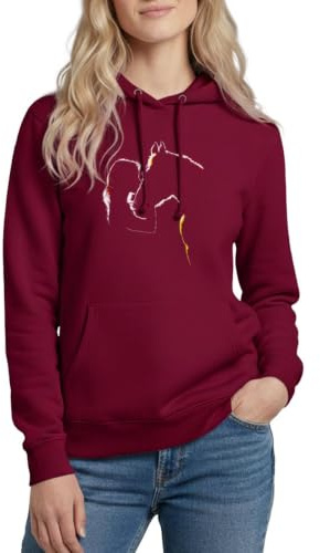Spreadshirt Équitation Silhouette De Fille De Cheval Sweat À Capuche Femme, S, Bordeaux