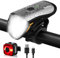 Deilin Fahrradlicht Set, bis zu 70 Lux LED Fahrradbeleuchtung USB Aufladbar Fahrradlampe, IPX5 Wasserdicht Fahrradlichter Vorne Rücklicht Fahrrad Licht Fahrradleuchtenset Fahrradlampe (Silber)