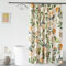 DKLFYDBG Duschvorhang 180x200 Antischimmel aus Stoff mit Blumenmuster, Orange Pfirsich grünes Blatt Duschvorhang Beige, Helle Bunte Duschvorhänge Badezimmer Wasserdicht Gewichtet (180 x 200 cm)