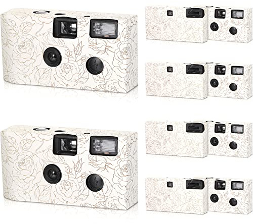 Zhengmy Confezione da 10 fotocamere usa e getta per matrimoni, 34 mm, monouso, con flash, per riunioni, matrimoni, viaggi (rosa oro, pellicola a colori retrò)