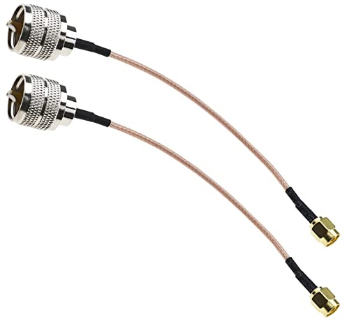 YINETTECH 2 st SMA till PL259 adapterkabel SMA hane till UHF hane PL-259 koaxialkabel RG316 koaxialkabel för antenner CB radiokoaxialkabel Wi-Fi-radio 15 cm