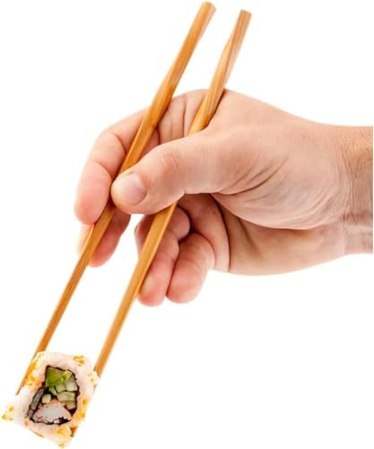 10 Pairs Reusable Bamboo Chopsticks - Long Lightweight Natural Food-Grade Chop Sticks for Sushi, Rice Noodles, Asian Dishes. Chinese, Japanese Tableware 9.5 Inch (Classic Chopsticks)