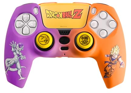 FRTEC - Dragon Ball Z Combo Pack, Coque Rigide + Grips + Sticker pour PS5 DualSense, Goku et Freezer