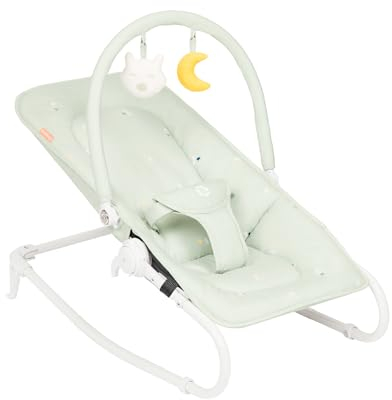 Badabulle Babywippe faltbar Lichen - Verstellbare Rückenlehne - 3-Punkt-Sicherheitsgurt - Abnehmbarer Spielbogen