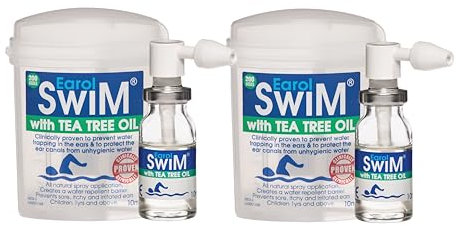 Earol Swim Olive Oil and Tea Tree Ear Spray, an Invisible Ear Plug, Protects Against Water Trapping to Prevent Infections, 2 Pack of 10ML Metered Dose Spray