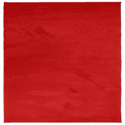 vidaXL Teppich, Wohnzimmerteppich Kurzflor Modern, Bodenteppich Flauschig Weich, Pflegeleicht Teppich für Wohnzimmer Schlafzimmer, Rot 160x160cm Polyester