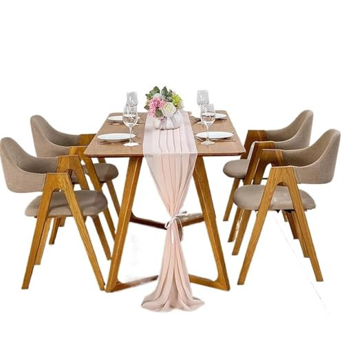 OZLCUA Runner da tavola in Garza Dusty Rose Chiffon Table Runner 70 * 300CM Wedding Dining Table Decoration Romantic Table Runner for Wedding Party Xmas Lavabile Tablerunner(Nude Pink,70X600cm)