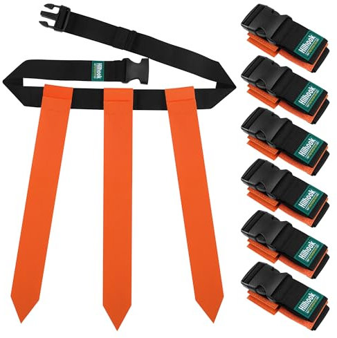 Hilhook Flag Football Belts, Sets of 7 Orange Flag Football with 3Flags for Youth, Kids and Adults Sport Team Building and Competition Training