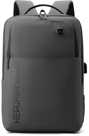 FANDARE Laptop-Rucksack Herren Handtasche Damen PU-Film Schulrucksack Handgepäck Geschäft Arbeiten Mehrzweck Schulranzen für Arbeit Reisen Tagesrucksack Daypacks mit Zwei Haupttaschen Grau
