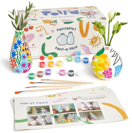 Pott’d Paint-a-Vase Pottery Painting Kit - Personalised DIY Vase Craft Set - Includes Vases, Paints, and Step-by-Step Guide