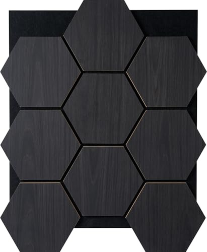 Fuse Acoustic Wooden Hexagon Wall Panel in Charcoal Oak