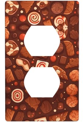 Phayah Delicioso patrón de chocolate dúplex receptáculo de pared placa de pared tamaño estándar policarbonato termoplástico doble enchufe cubiertas