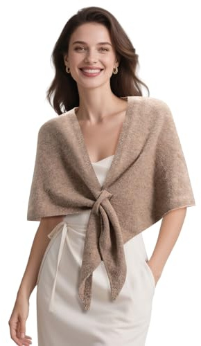 X-KIDS Pashmina Wraps for Women Poncho Shawls for Evening Dresses Top Casual Knitted Triangle Cashmere Scarf for Fall Winter