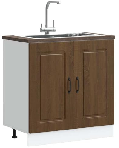 Generico Mobile Base lavello Kalmar Rovere Marrone 80x46x81,5 cm,Mobili,Armadietti e portaoggetti,Pensili da cucina-853454