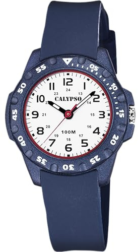 Calypso Kinderuhr Analog - Kautschuk Blau - Quarzwerk - Robustes Glas - Wasserdicht 10 ATM - Junior Collection - K5821/1